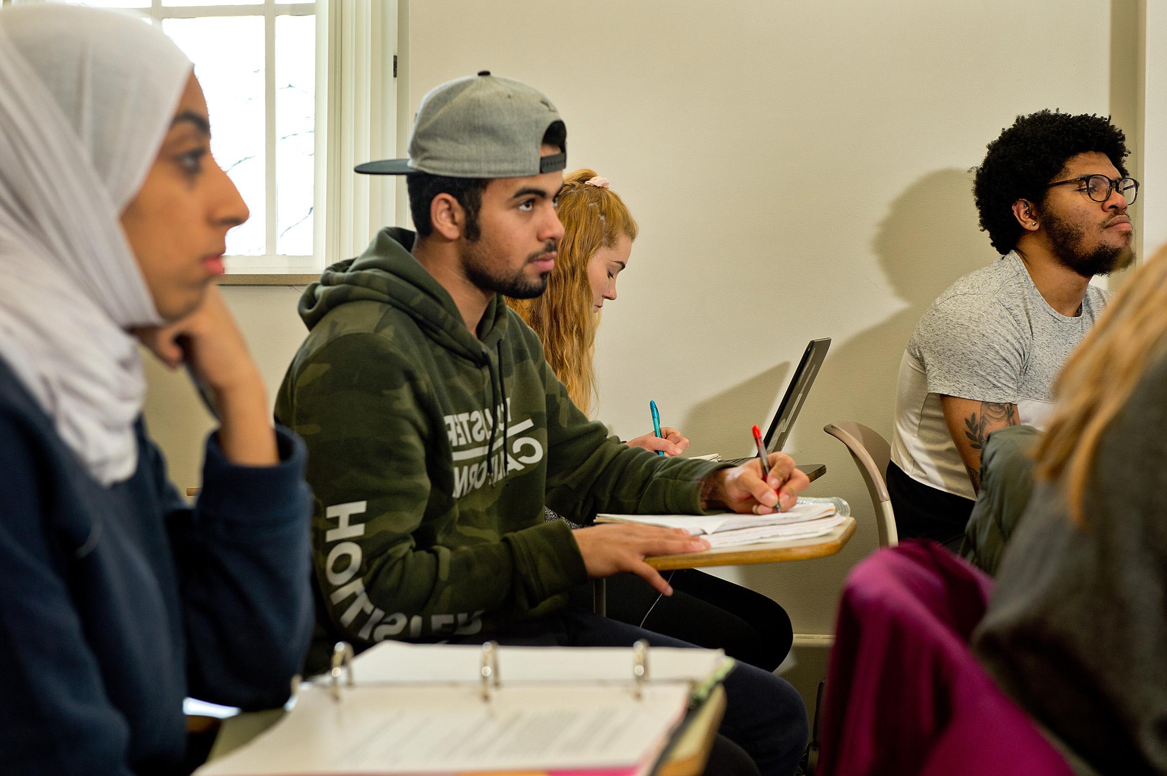 University of Mount Union students listening to professor in class